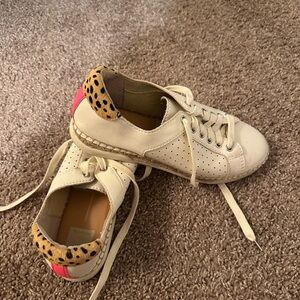 Dolce vita Cream Sneakers with Pink and Leopard Accents
